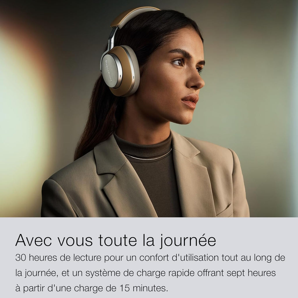 Bowers & Wilkins Px8 Over-Ear Headphones Wireless Bluetooth Noise Cancelling, Luxurious Materials, 30-Hour Battery Life, 15-Min Quick Charging, Black