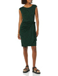 Amazon Essentials Women's Cap Sleeve Boat-Neck Faux Wrap Dress