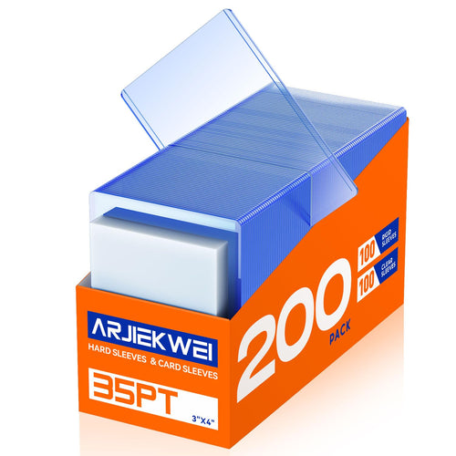 2000 Pack Card Sleeves Hard Plastic, Arjiekwei 3"X4" Baseball Cards Protectors Plastic, Premium Card Holder for Trading Sports Baseball Football Game Cards (1000 Rigid + 1000 Clear)