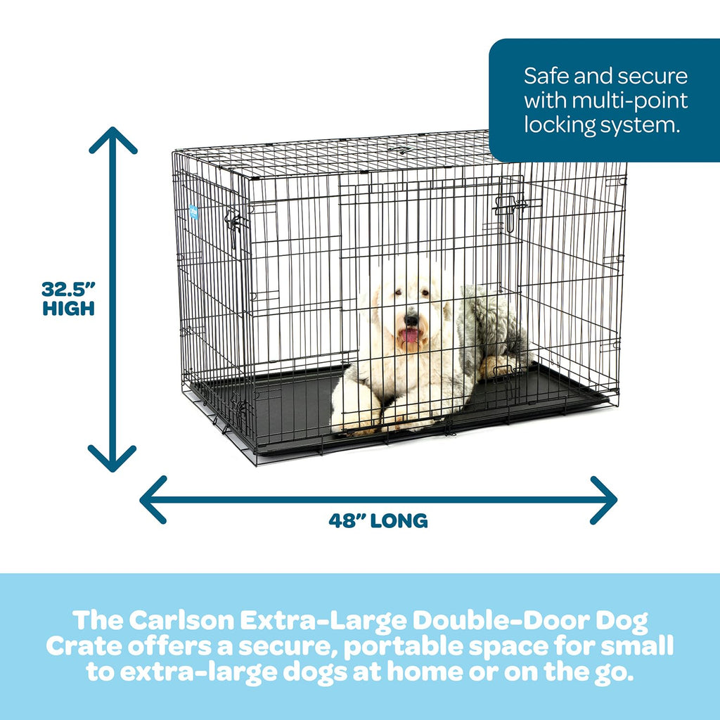 Carlson Secure and Compact Double Door Metal Dog Crate, Medium with Divider Panel