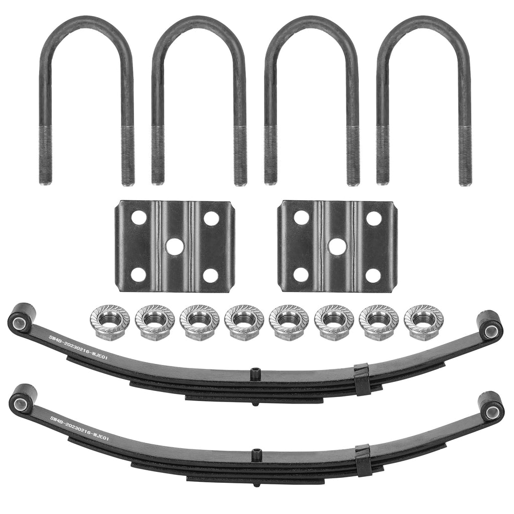 2 Pieces of Replacement for SW4B 4 Leaf Trailer Leaf Spring, 3500lb Single Trailer Axle Suspension Kit, 25-1/4" Length with 1750lb Capacity Double Eyes Leaf Springs and U-Bolt