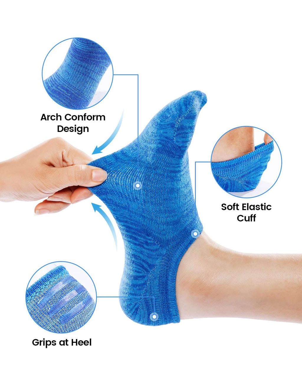 IDEGG No Show Socks Women 10 Pairs Low Cut Anti-Slid Novelty Athletic Casual Invisible Liner Socks