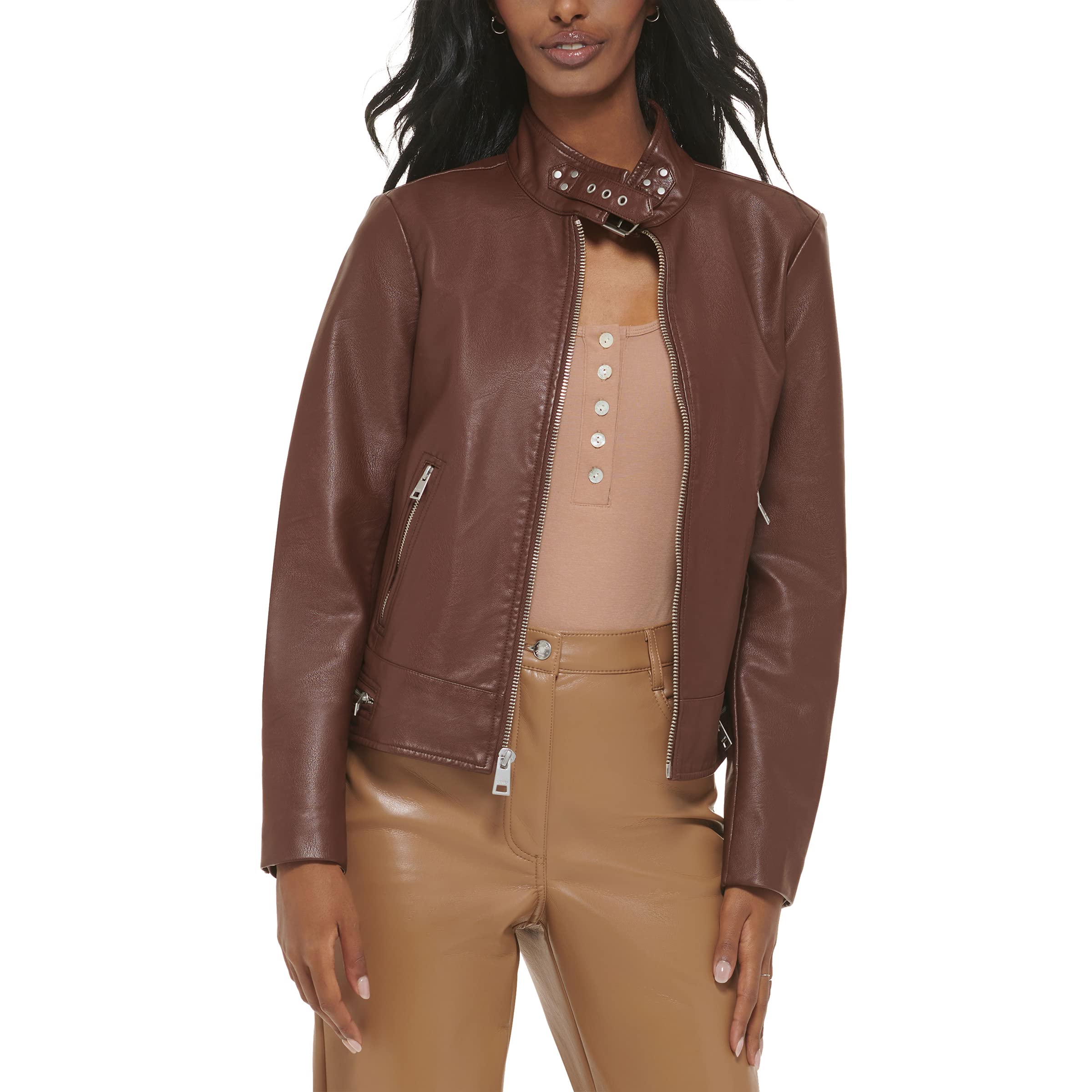 LEVI'S womens Faux Leather Motocross Racer Jacket (Standard and Plus)