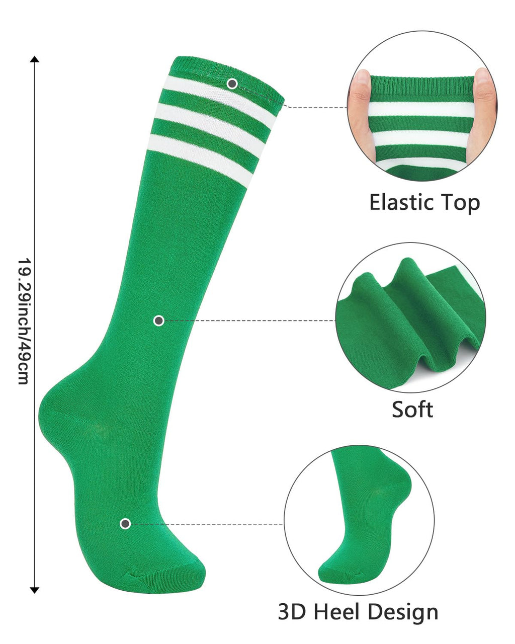 Century Star Knee High Striped Socks for Women - Long Thin Tube Sports Thigh High Socks Tall Stockings