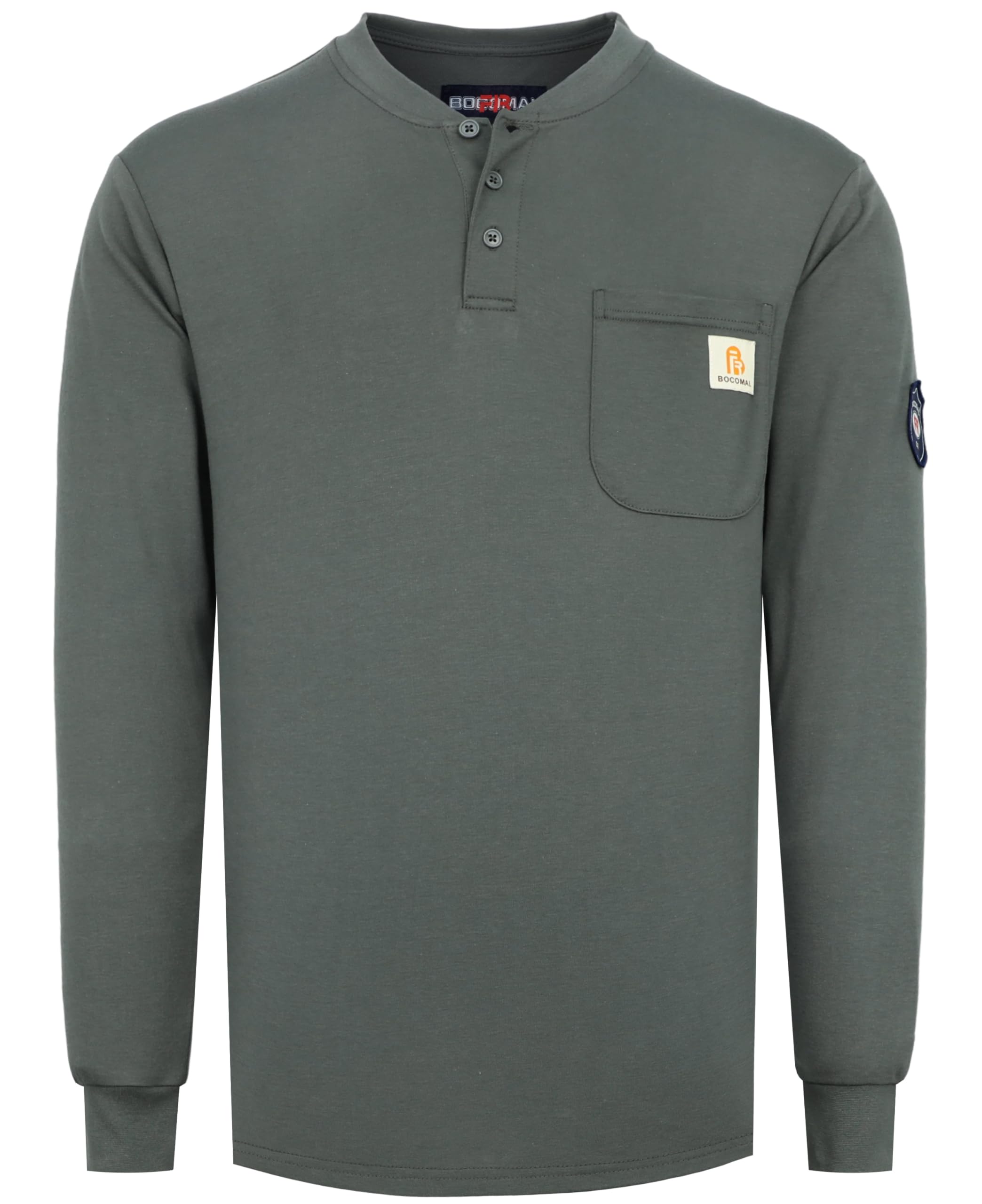 BOCOMAL FR Shirts Flame Resistant Shirt 5.5oz 100% Cotton Light Weight CAT2 Fire Retardant Henley Shirts