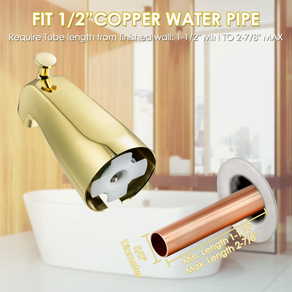 Enhon Slip on Tub Spout with Diverter, Compatible with American Standard 8888026.002 Tub Spout, Bathroom Bathtub Faucet, Fits 1/2 Copper Water Tube(5/8 Dia), 5/32 Hex Wrench(Brushed Nickel,1)
