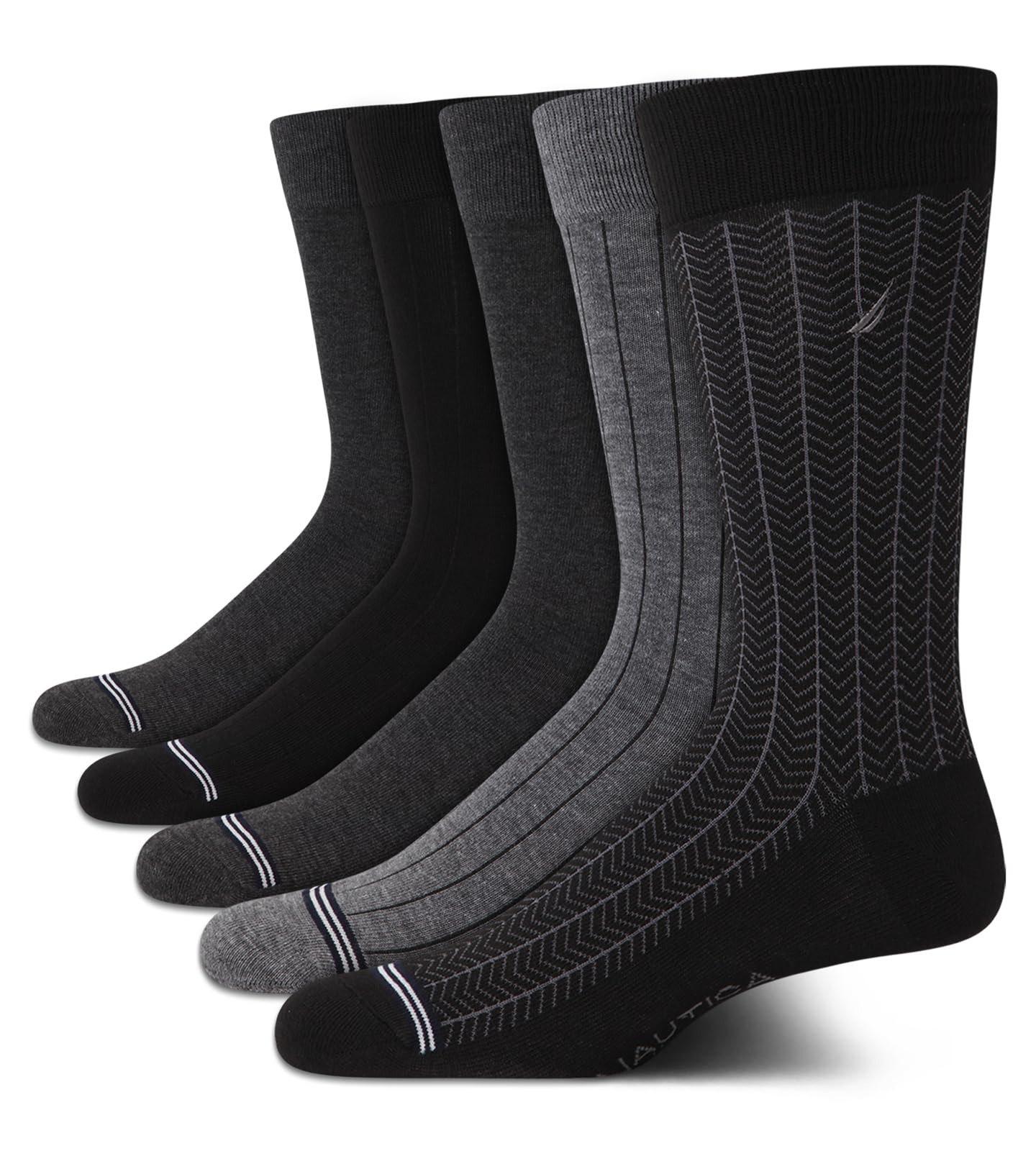 Nautica Mens Dress Socks - 5 Pack Breathable Comfort Stretch Crew-Length Work Socks for Men for Business Formal Wear (6-12.5)