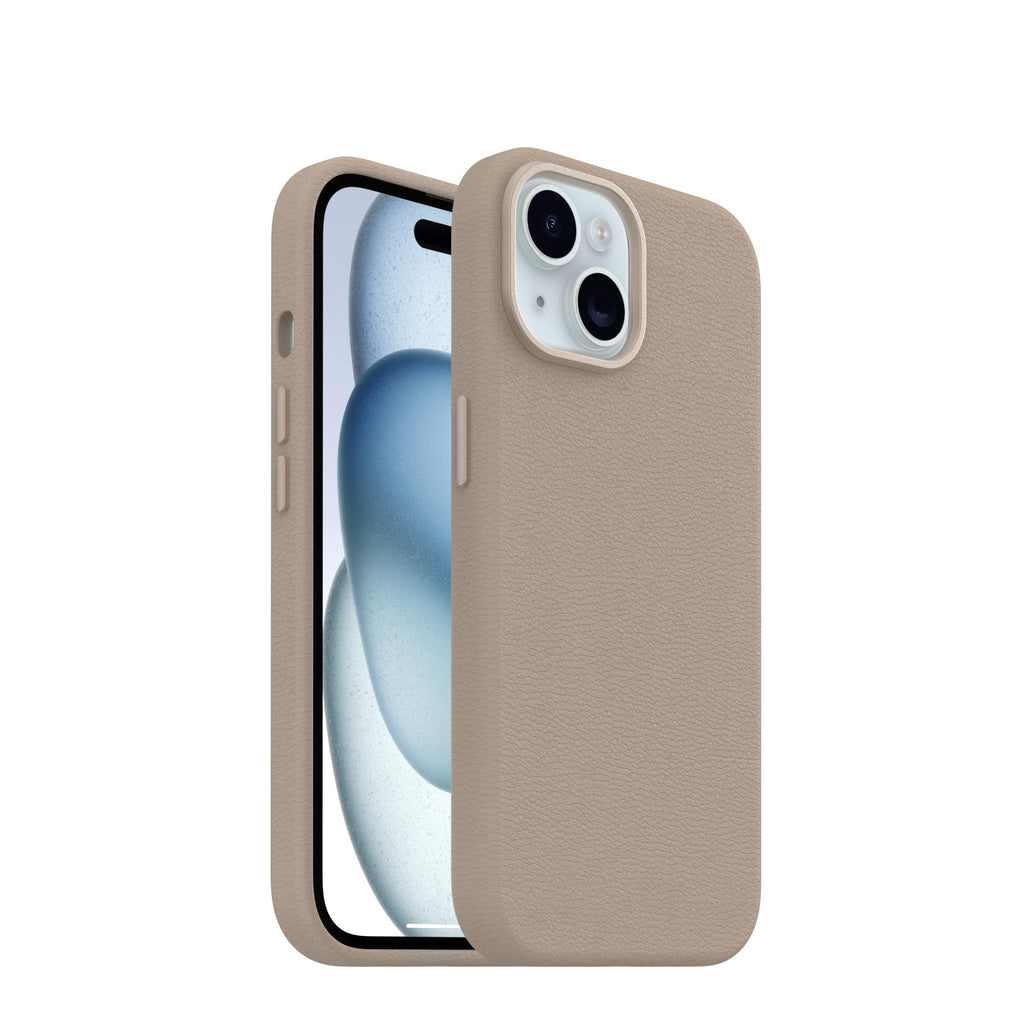 OtterBox iPhone 15 Symmetry Series Cactus Leather for MagSafe - Noir ASH (Black), Slim, Premium, Protective iPhone Case