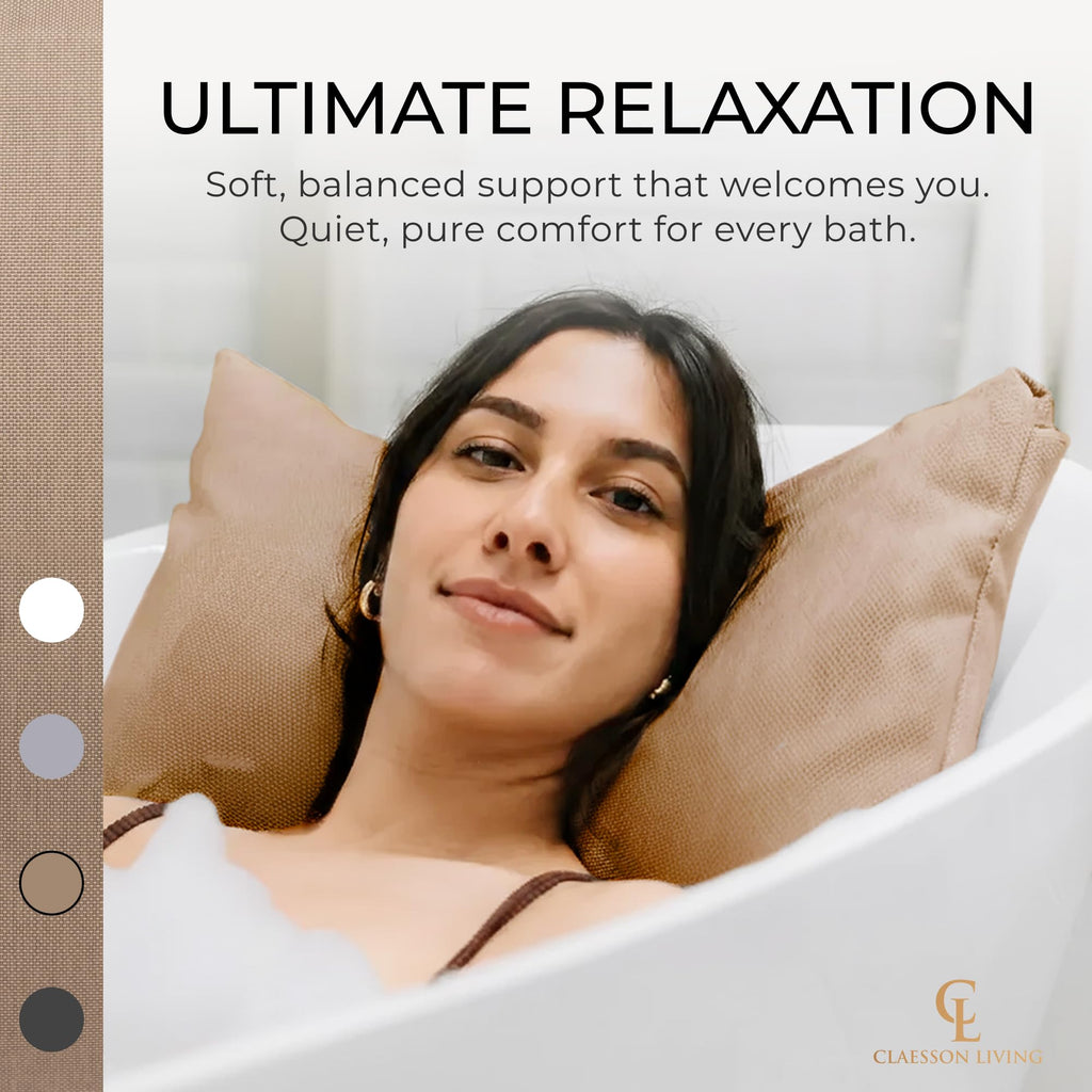 Luxury Bath Pillow for Tub - Thick and Comfortable Bathtub Pillow Support for Head and Neck and Back - Washable Quick-Drying Bath Pillows - Bath Cushion for Home Spa - Fits Any Bathtub - Dark Gray