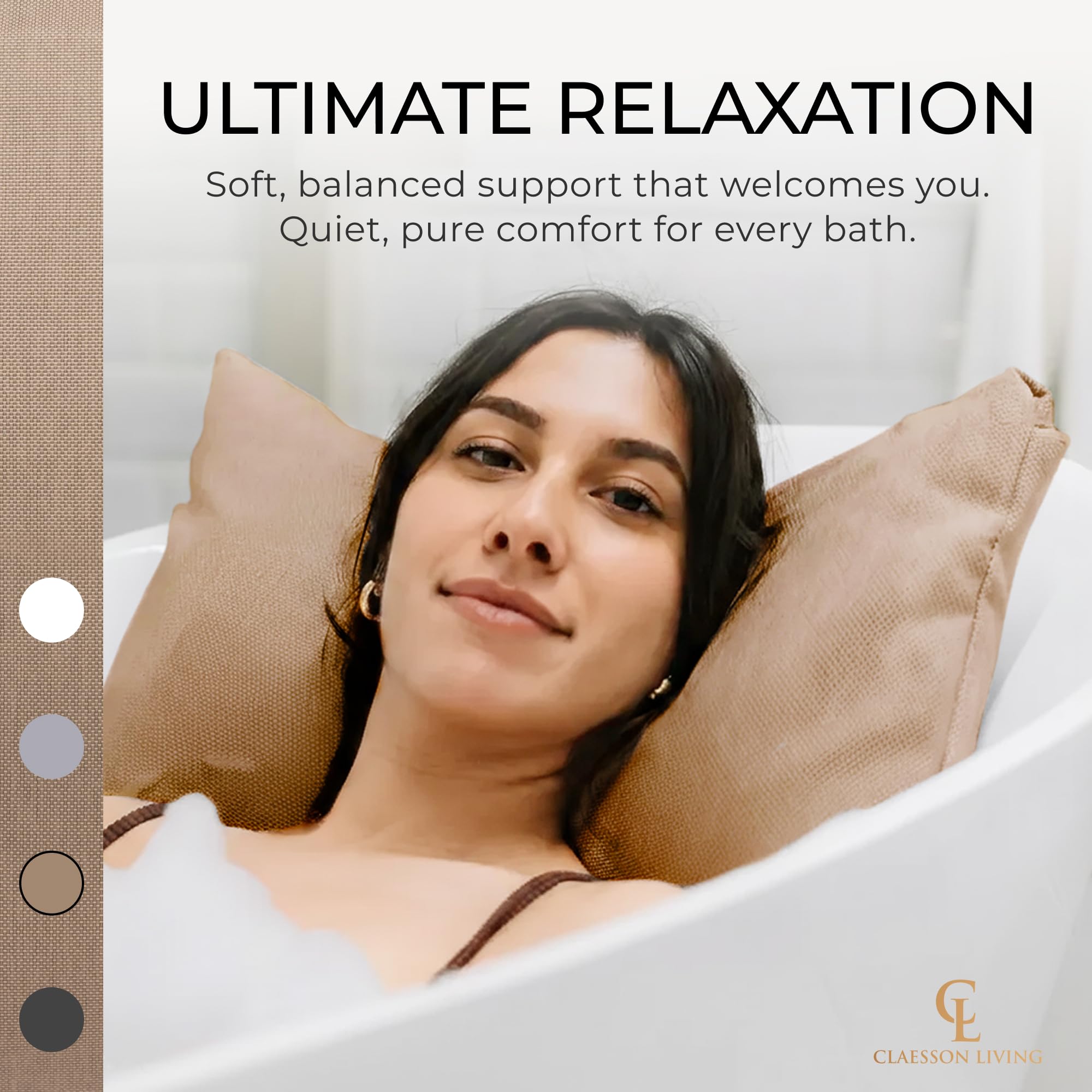 Luxury Bath Pillow for Tub - Thick and Comfortable Bathtub Pillow Support for Head and Neck and Back - Washable Quick-Drying Bath Pillows - Bath Cushion for Home Spa - Fits Any Bathtub - Dark Gray