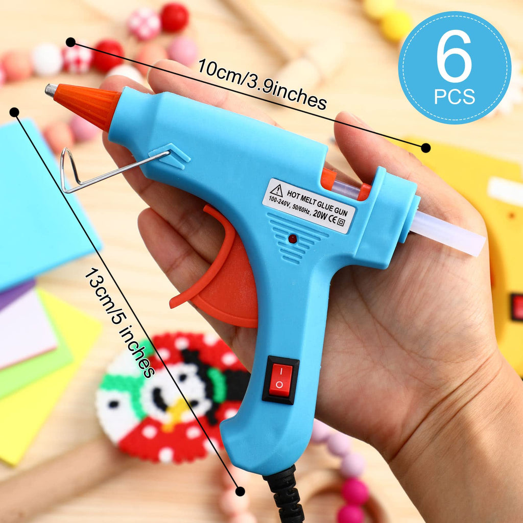 Zhengmy 6 Pcs Mini Glue Gun Crafts Hot Melt Guns Low Temp Glue with Burn Protection Fast Preheating and Easy Squeeze Trigger for School DIY Arts Class Projects Home Quick Repairs, 20 W (Multicolor)
