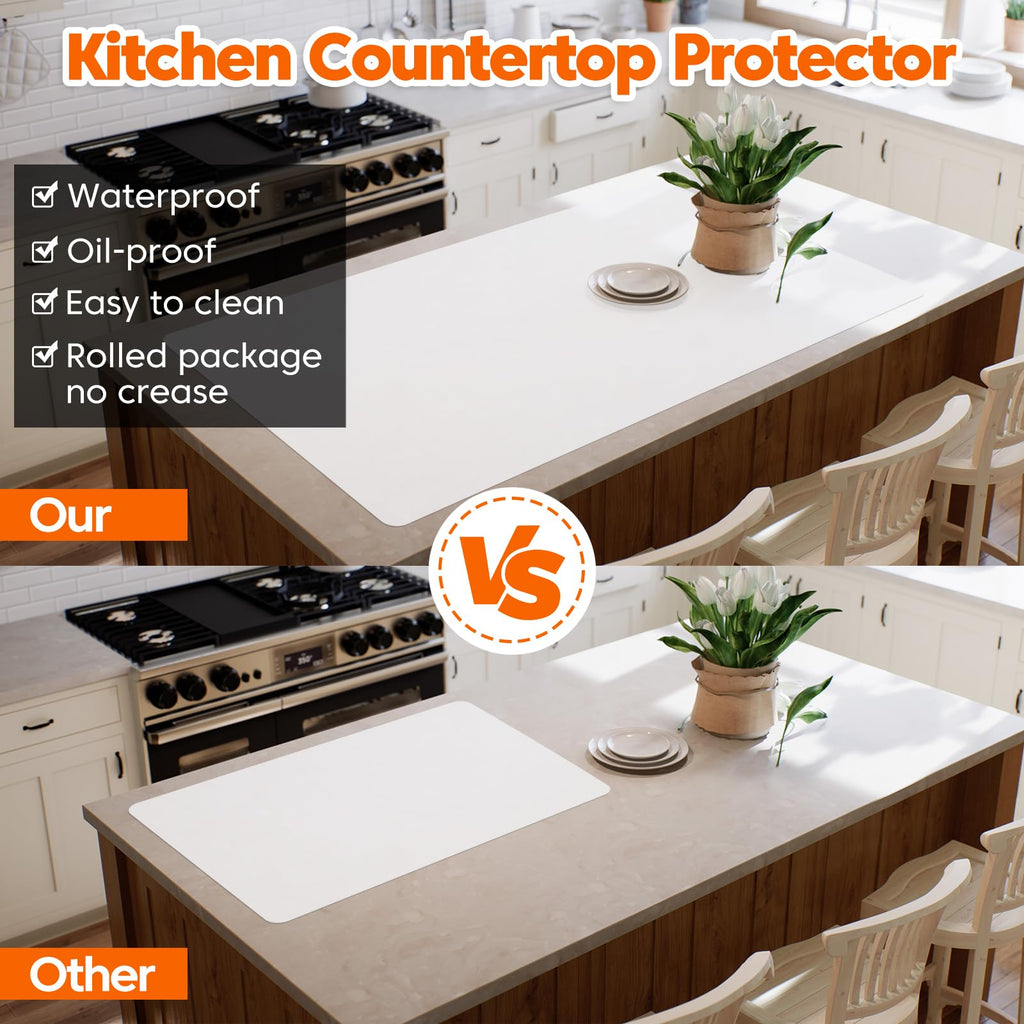 Large Silicone Mat, 72”x16” Heat Resistant Mats for Countertop, Cuttable Waterproof Kitchen Counter Mat, Multipurpose Countertop Protector Mat, Silicone Mats for Kitchen Counter (Black)