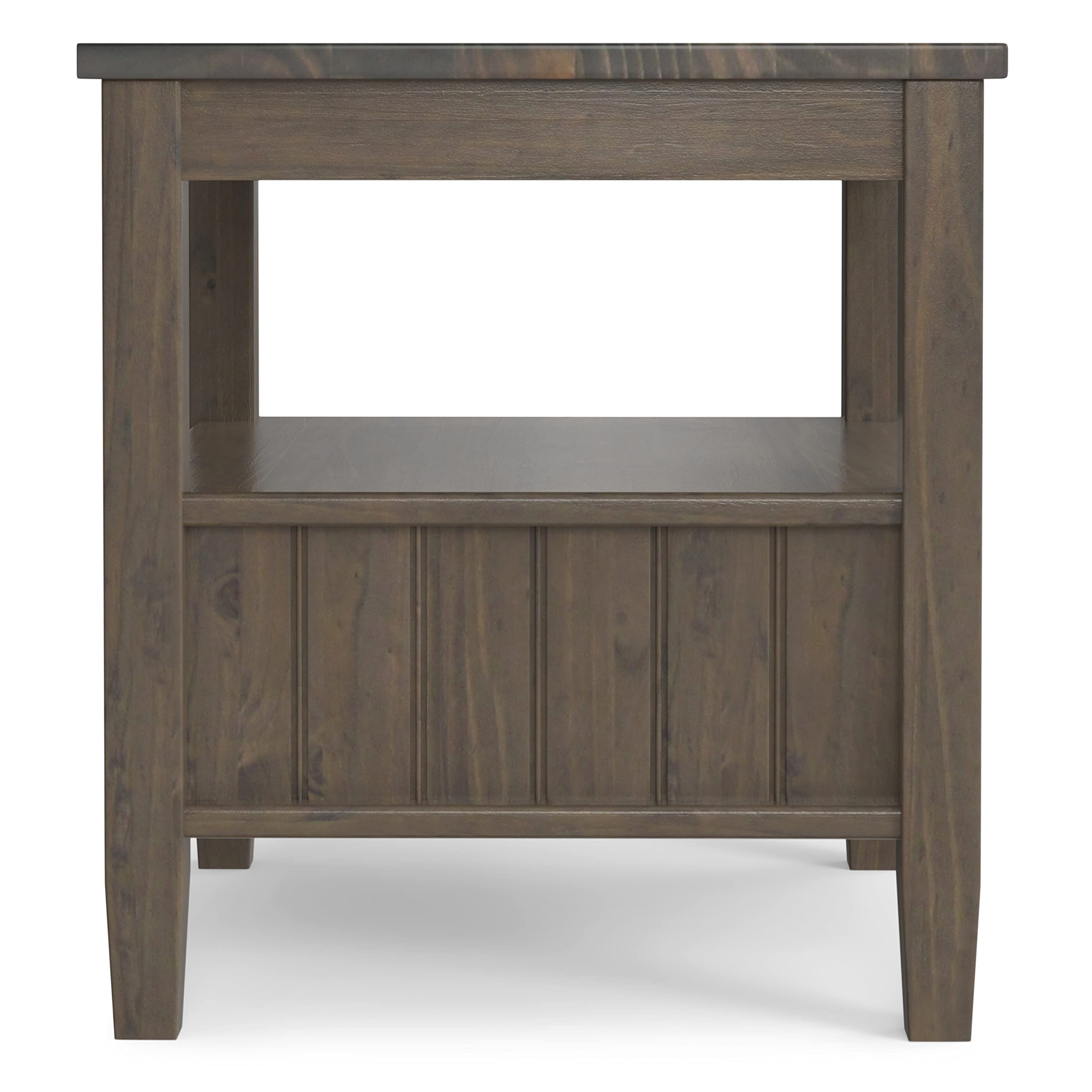 SIMPLIHOME Warm Shaker Coffee Table - 48 inch Wide Solid Wood Coffee Table in Black, Transitional Living Room Table with 2 Drawers, Open Shelf, Shaker Fronts and Tapered Legs