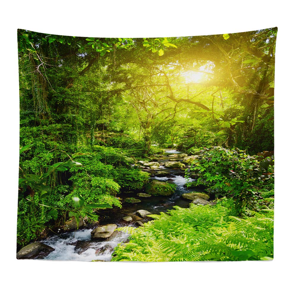Llamazing Forest Landscape Home Decor - Living Room & Bedroom Magic Tapestry (Sunlight&Creek, 60''L51''W)