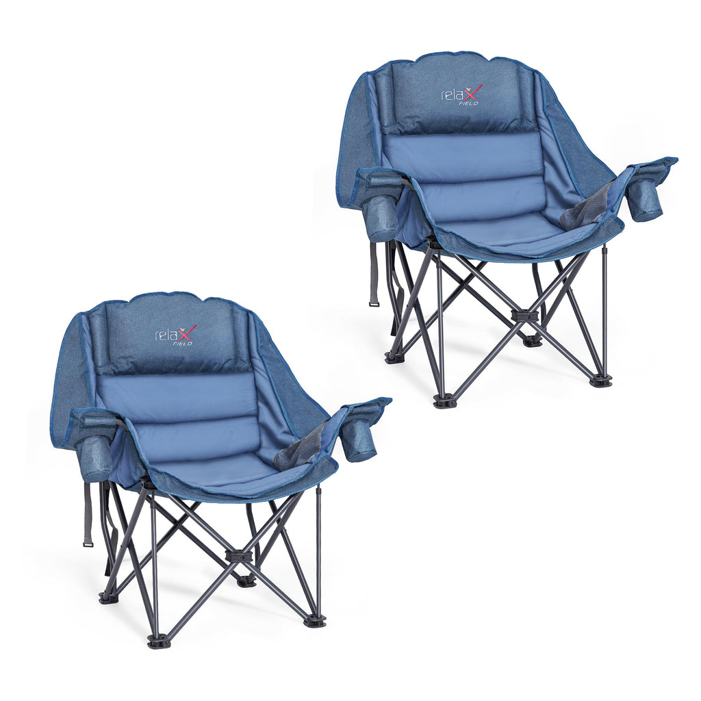Double Camping Chair Heavy Duty Oversized Padded Loveseat for Adults 2 Person Outdoor Portable Camping Chairs for Lawn, Backyard, Fishing, Trip, Support 600lbs, Grey