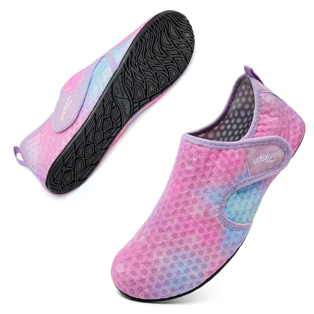WateLves Water Shoes for Women Men Swim Beach Aqua Socks Quick Dry Barefoot House Slippers Travel Shoes with Adjustable Magic Tape for Pool Diving Boating Yoga Surf