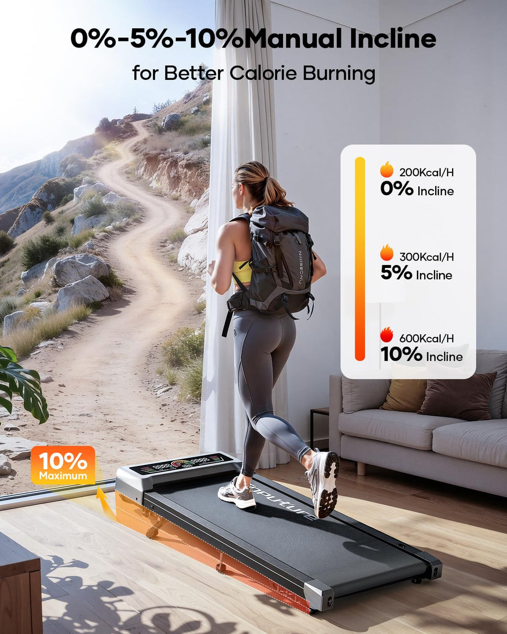 TOPUTURE Walking Pad with Incline, 2 in 1 Treadmills for Home & Office, Under Desk Treadmill, 2.5HP Portable Compact Treadmill with Remote Control, APP & LED Display, Installation-Free