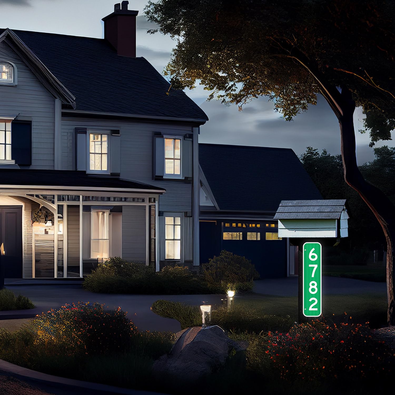 911 Address Number Sign, Custom Emergency Reflective Mailbox Sign, Visible Day & Night, Ideal for Driveway, Multi Unit Buildings and House, 6x12 Inches, 3M EGP Reflective .040 Aluminum, Fade Resistant,