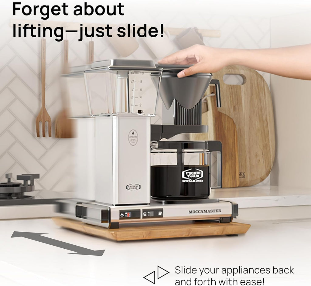 Ibyx Premium Bamboo Mixer Slider for KitchenAid 4.5-5 Qt Tilt-Head Stand Mixer - Food-Grade Appliance Slider Mat for Kitchen Countertop Storage Accessories (Black)
