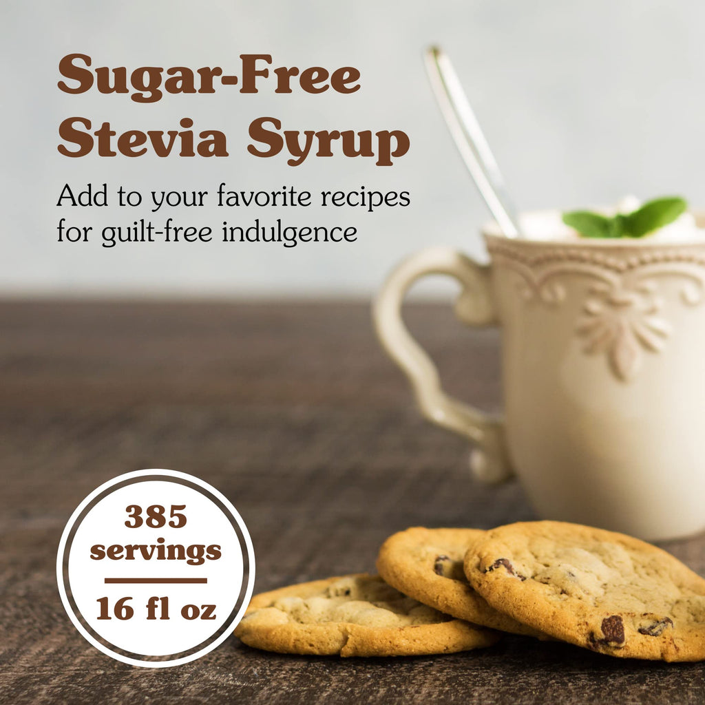NuNaturals Stevia Syrup, Sugar-Free Sweetener, Plant-Based Sugar Substitute, Zero Calorie, Chocolate Flavor Syrup, 16 oz