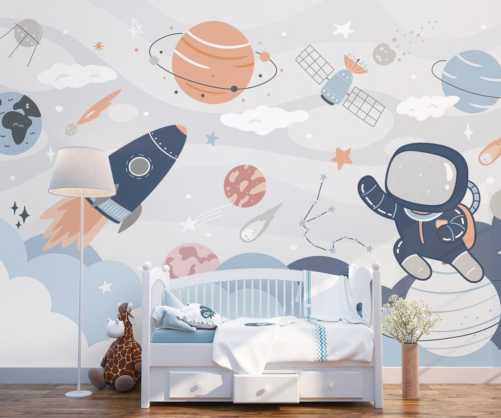 YQWDMX -Nursery Cartoon Woods Hand-Painted Animal Wallpaper Children's Room XT10 S 100" x 65"