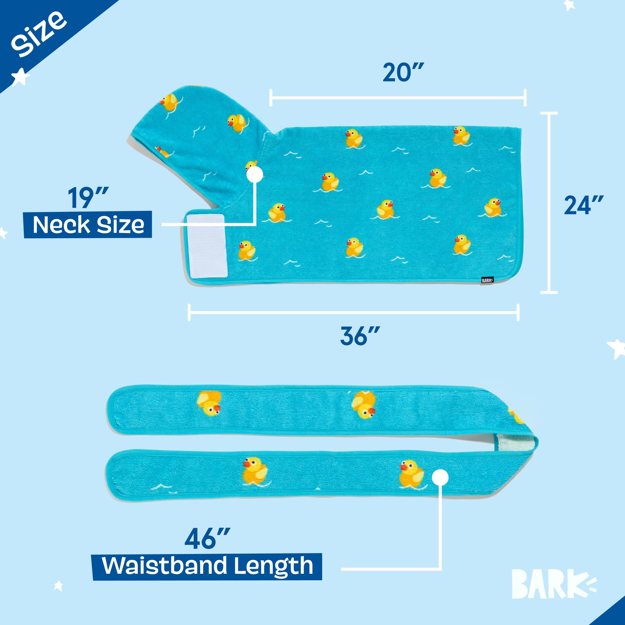 Barkbox Dog Bathrobe Fast Drying with Hook and Loop Closure & Wrap Tie Snuggle, Cute Dogs Clothes, Easy to Clean, Machine Washable, Dog Coats and Tumble Dry Low - Bunny, Medium