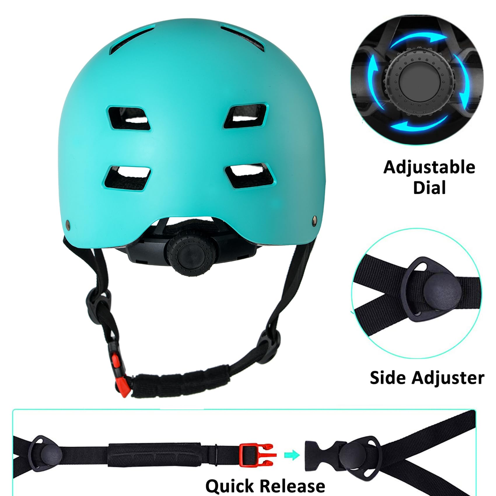 Bike Helmet 3 Sizes for Teenager Kids Youth Adults,Bavilk Skateboard Helmet Adjustable Multi-Sport Bicycle Cycling Scooter Roller Skate Inline Skating Rollerblading for Girls Boys Women Men Teen