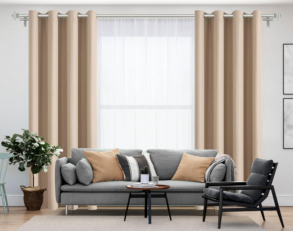 KAMANINA 1 Inch Double Curtain Rods 36 to 72 Inches (3-6 Feet) Telescoping Dark Silver Curtain Rod for Windows 24 to 68 Inches, Heavy Duty Drapery Rods with Square Finials