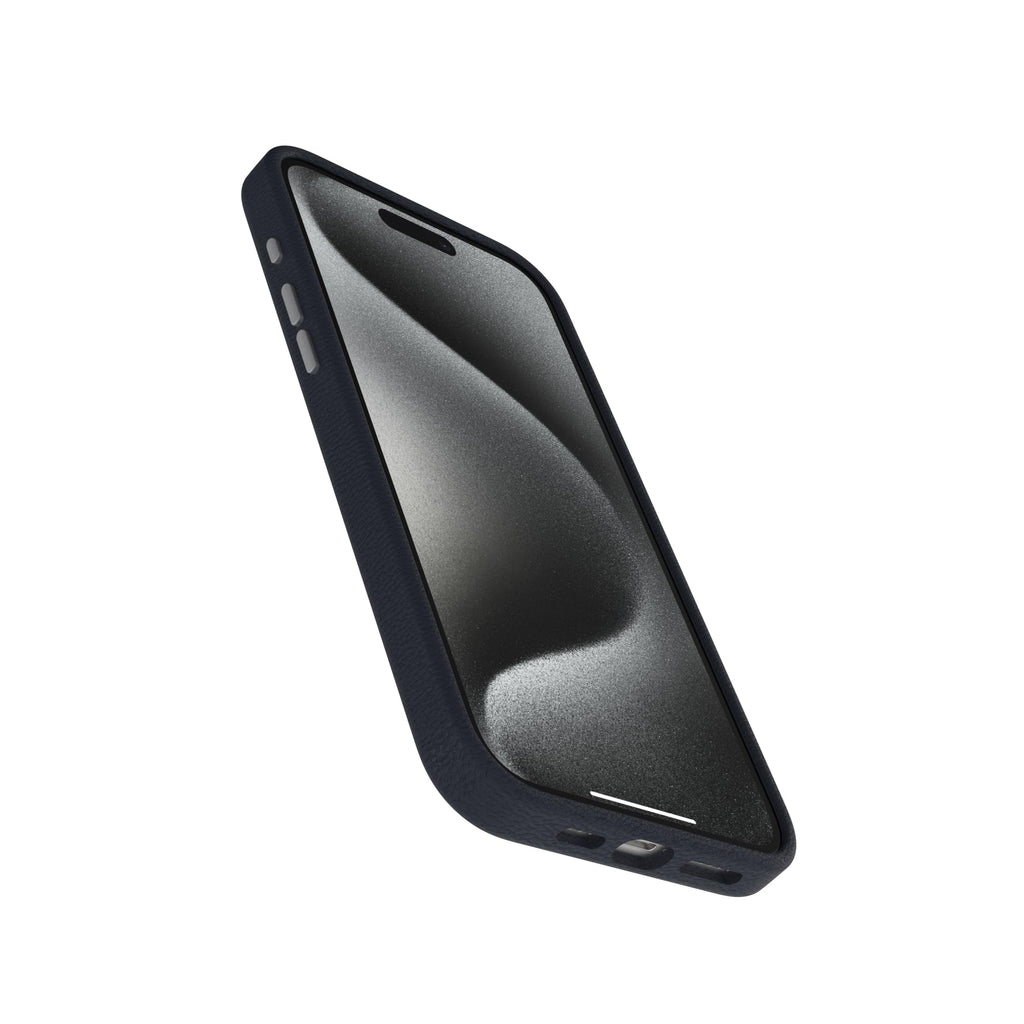 OtterBox iPhone 15 Symmetry Series Cactus Leather for MagSafe - Noir ASH (Black), Slim, Premium, Protective iPhone Case