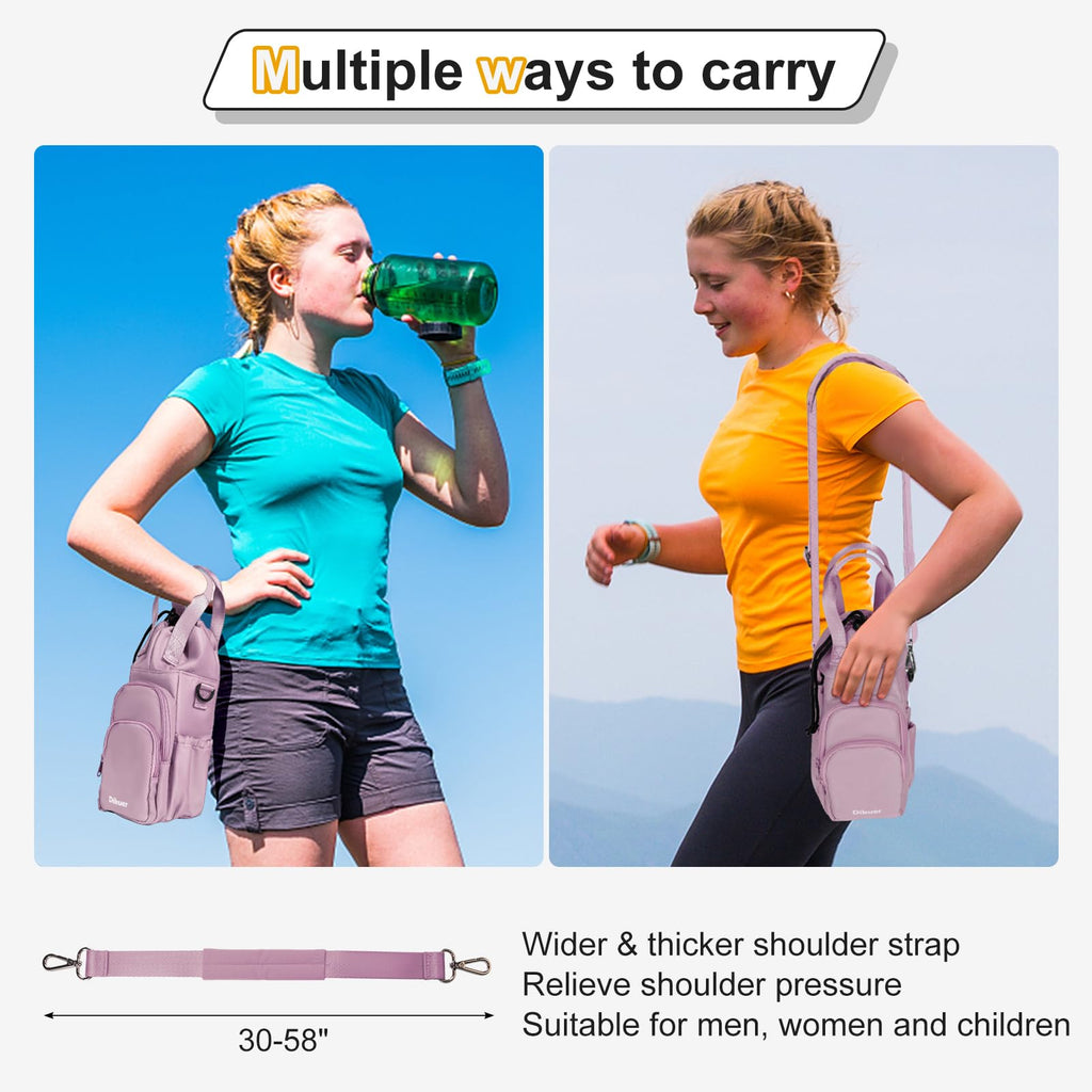 Water Bottle Holder with Strap, 32oz 40oz Insulated Crossbody Water Bottle Carrier Sling Bag with Phone Pocket for Walking/Hiking/Travel/Gym