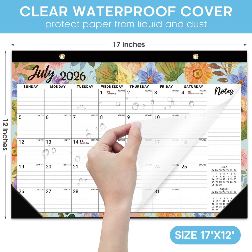 Desk Calendar 2026-2027, 21-Month Calendar Runs Until June 2027, Large 17" x 12" Monthly Desktop & Wall Calendar for Home & Office - Floral
