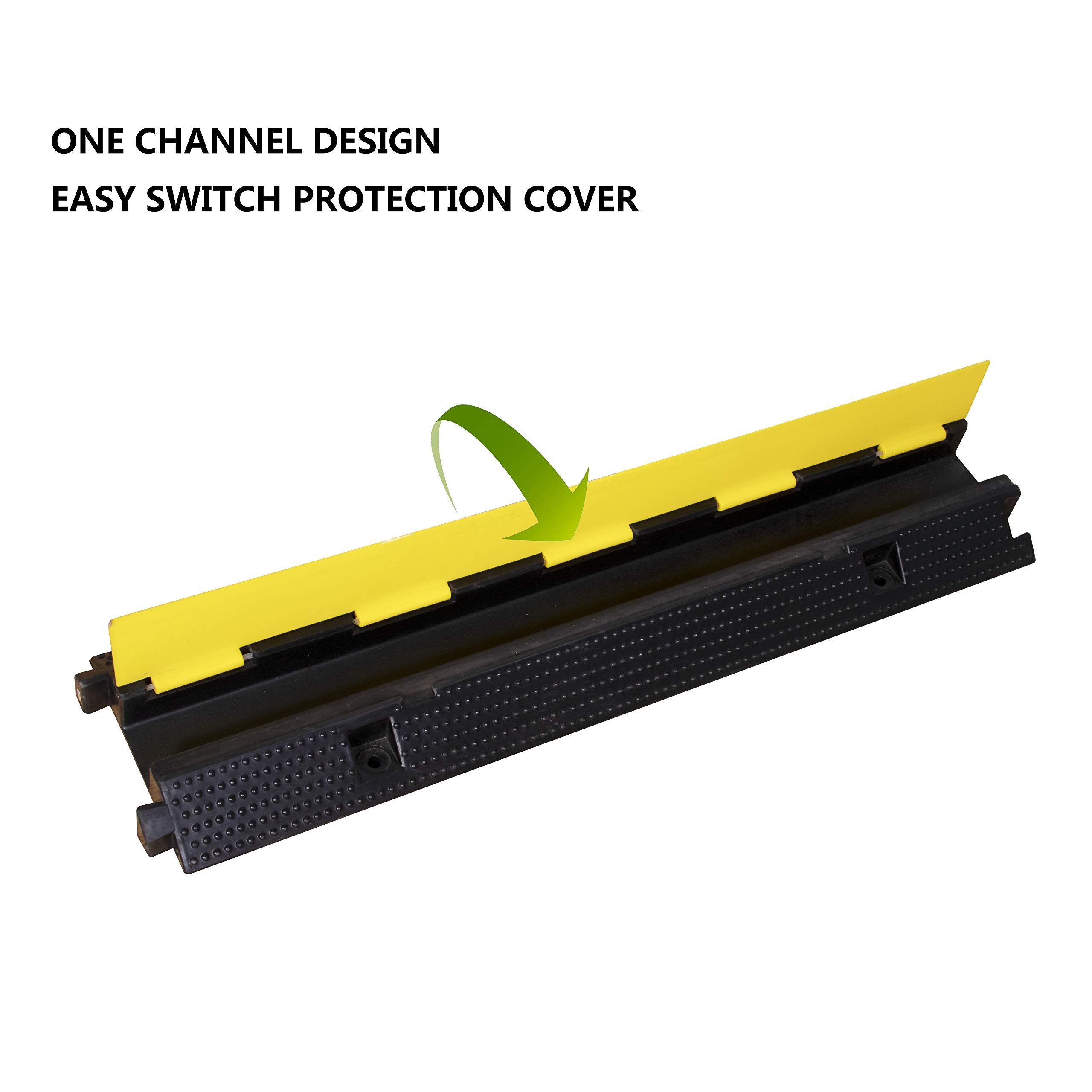 4 Pack Rubber Cable Ramp Hose Cable Protector Ramp 1 Channel 11000Lbs Load Capacity Traffic Speed Bump Wires Power Lines Extension Cord Cover for Indoor Outdoor
