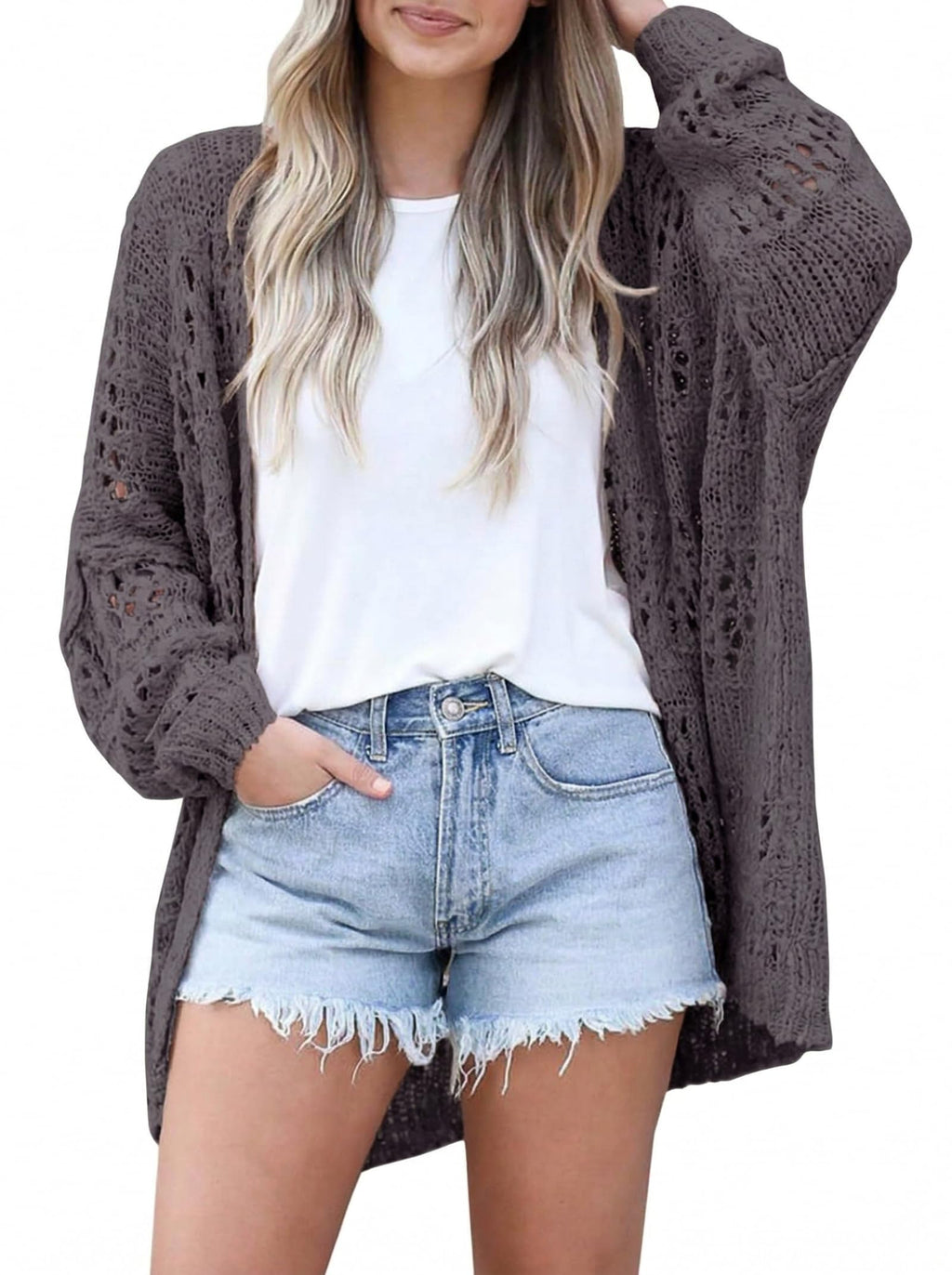 GRECERELLE Summer Crochet Cardigan Sweaters for Women | Lightweight, Open Front, Oversized, Boho Knit, Openwork, kimono Cover Up