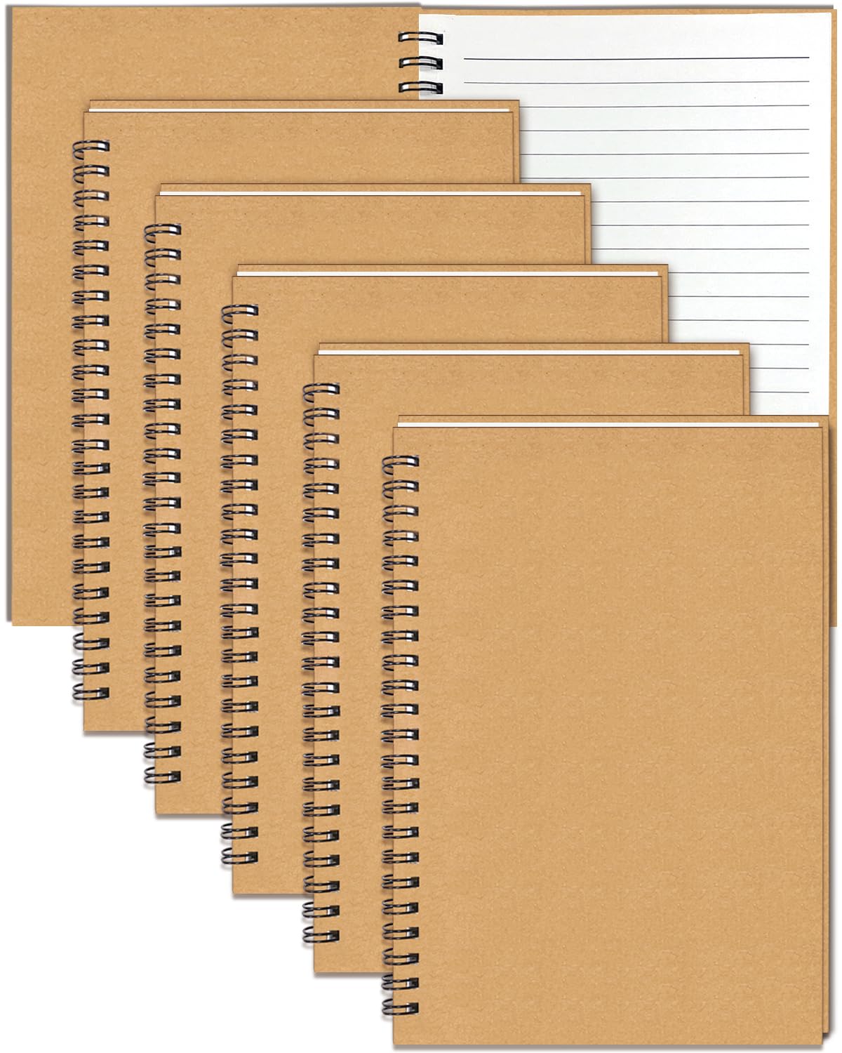 4Pack Small Spiral Notebook A5, 8.25x5.5” 120 Lined Pages Black & Red Wide Ruled Spiral Journal Bulk Blank Kraft Cover Spiral Bound Notebook & Writing Pads for Home Office Meeting Work Note Taking