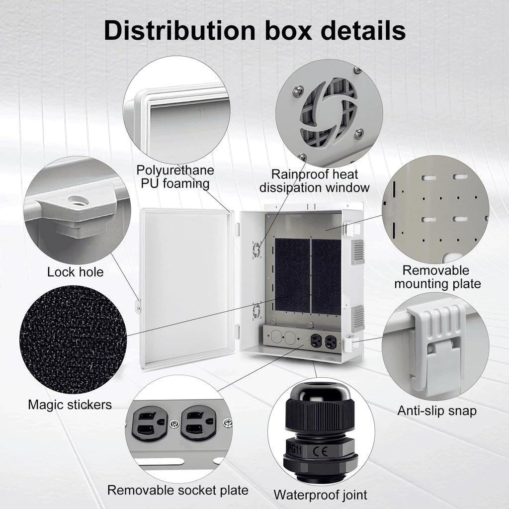 Namunanee Outdoor Electrical Junction Box, ABS Water Resistant Enclosure with Internal Mounting Panel & Hinged Cover, 9.2" H* 7" L* 4.6" W