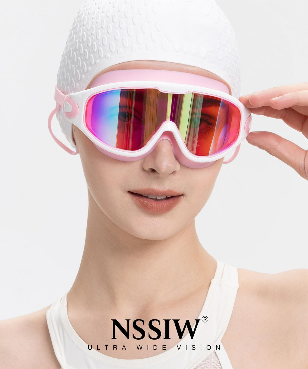 NSSIW Swim Goggles,Anti-Fog UV 180°Clear View Swimming Goggles,3 Pack Goggles Swimming Adult Men Women Youth