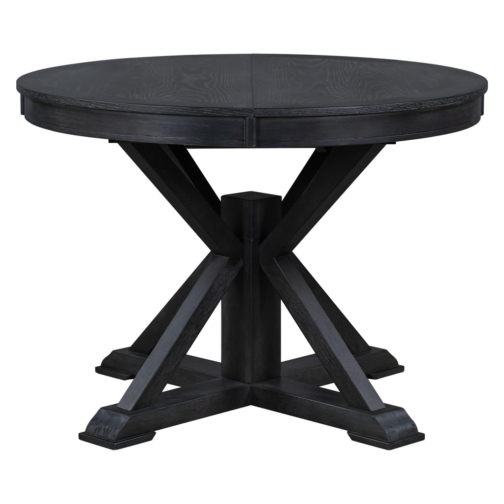 LUMISOL Round Dining Table for 4-6 People, 41"-57" Extendable Kitchen Table with 16" Removable Leaf for Small Places, Kitchen, Dining Room, Espresso