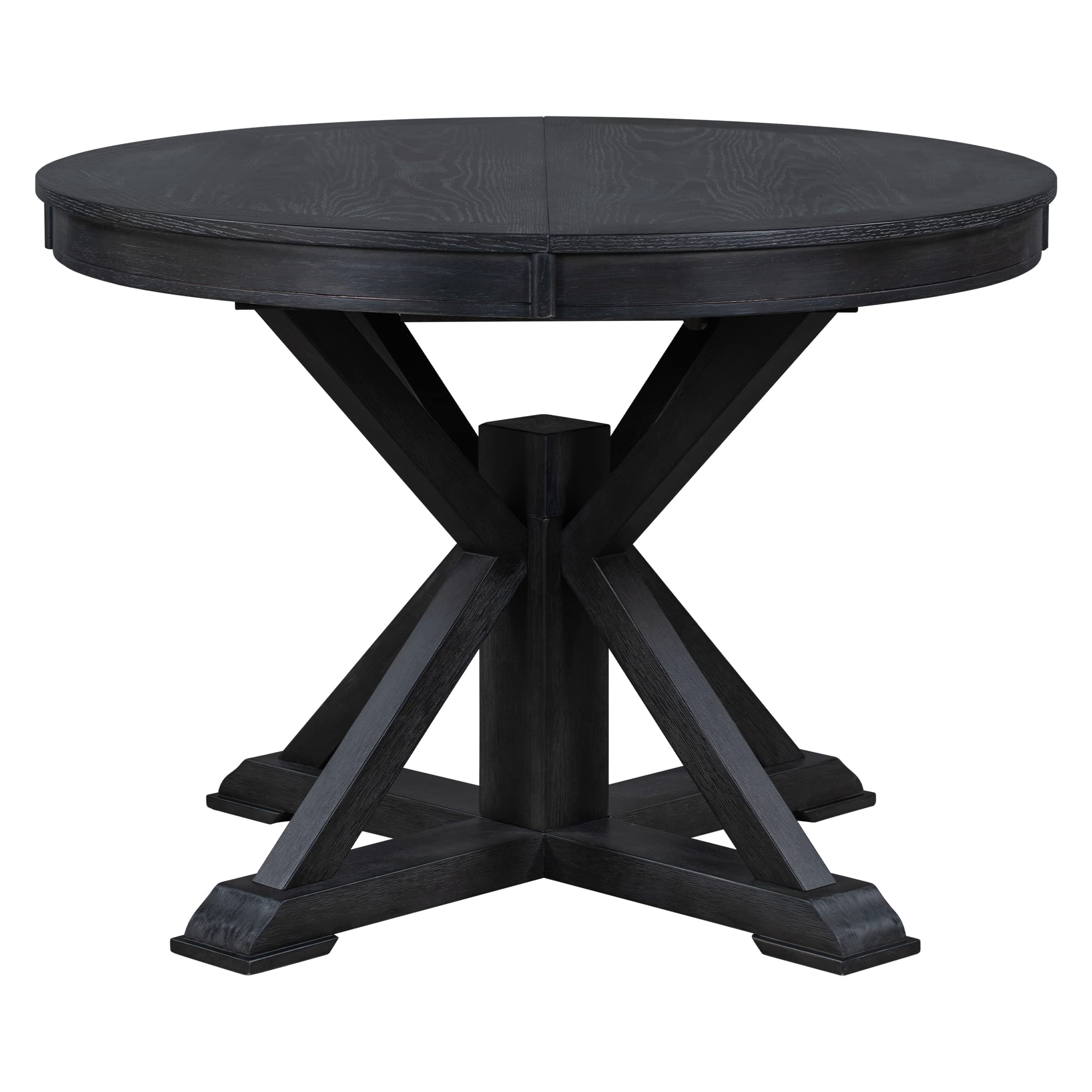 LUMISOL Round Dining Table for 4-6 People, 41"-57" Extendable Kitchen Table with 16" Removable Leaf for Small Places, Kitchen, Dining Room, Espresso