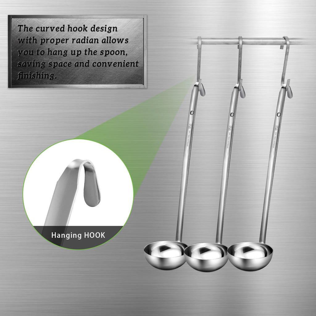 meekoo 1 Pieces Stainless Steel Ladle Soup Handle Ladle with Pouring Rim for Kitchen Cooking Soup Sauce (1 oz)