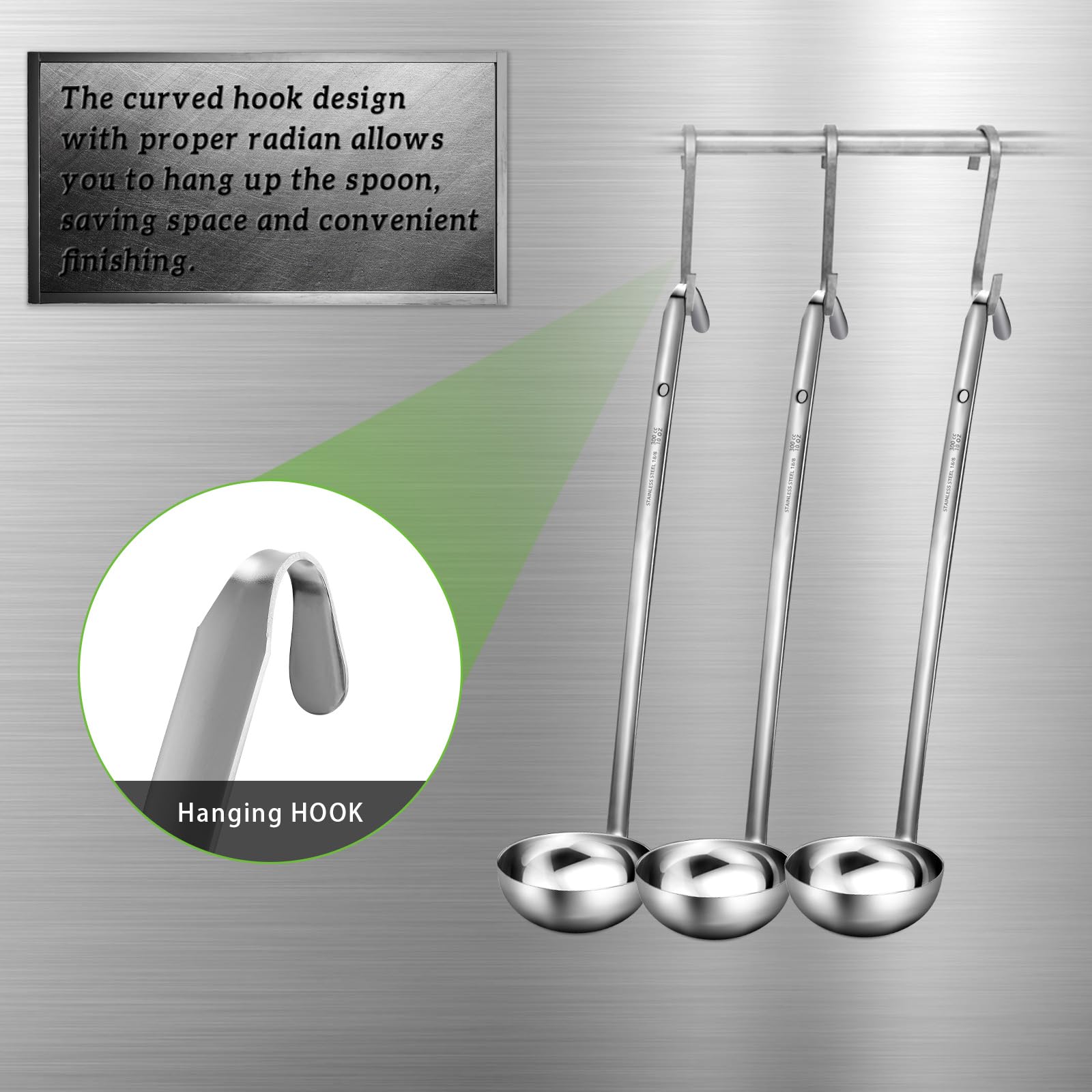 meekoo 1 Pieces Stainless Steel Ladle Soup Handle Ladle with Pouring Rim for Kitchen Cooking Soup Sauce (1 oz)
