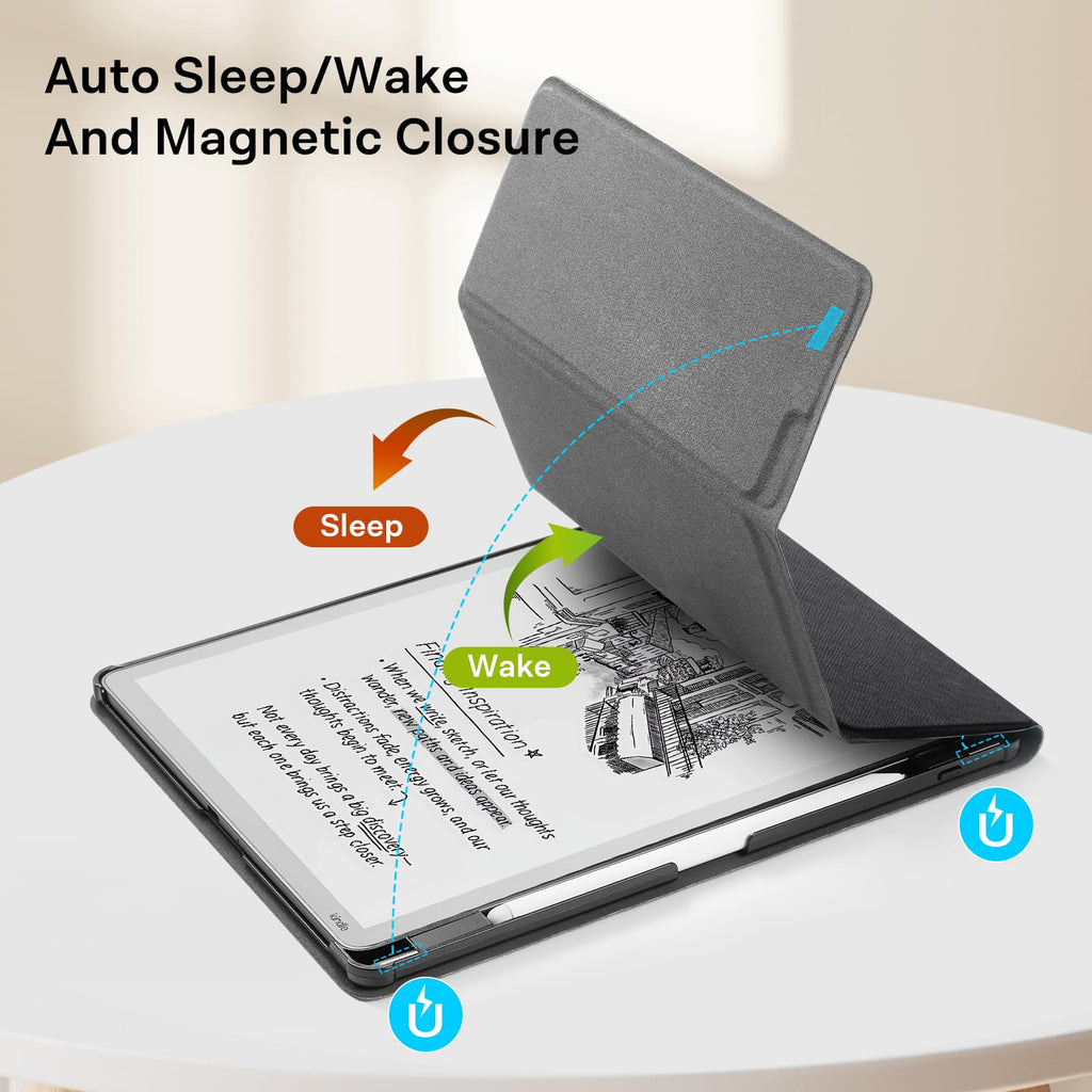 CoBak Stand Case for Kindle Scribe - Premium Folio Leather Cover with Pen Holder, Auto Sleep/Wake - Compatible with 10.2 Inch Kindle Scribe (2022/2024 Release)