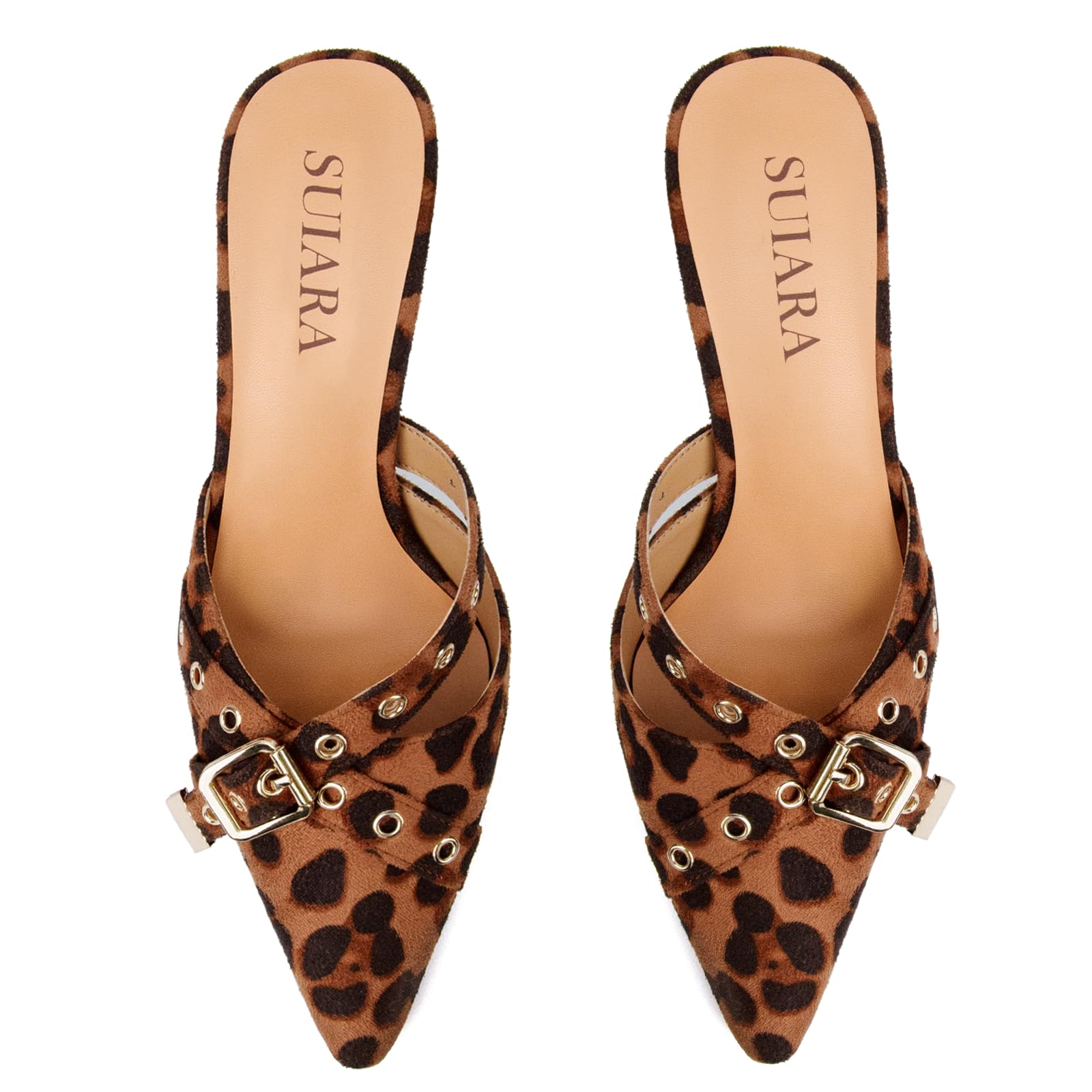 Kitten Heels for Women Closed Toe Heels Vintage Heeled Mules Sexy Pointy Studded Slip on Stiletto Dressy Pumps