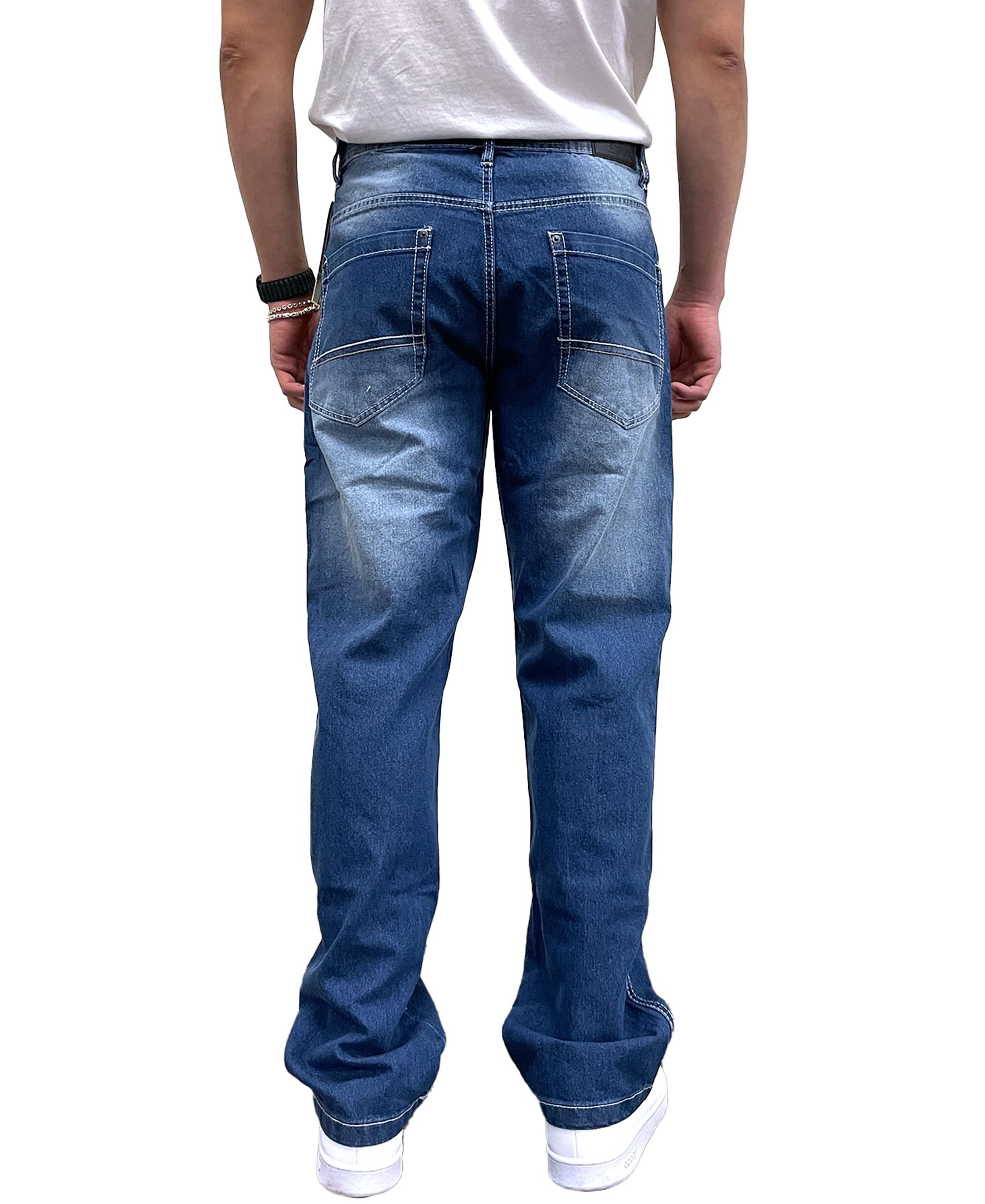 Southpole Mens Mid Rise Stretchable Straight Relaxed Fit Cross Hatch Denim Pants