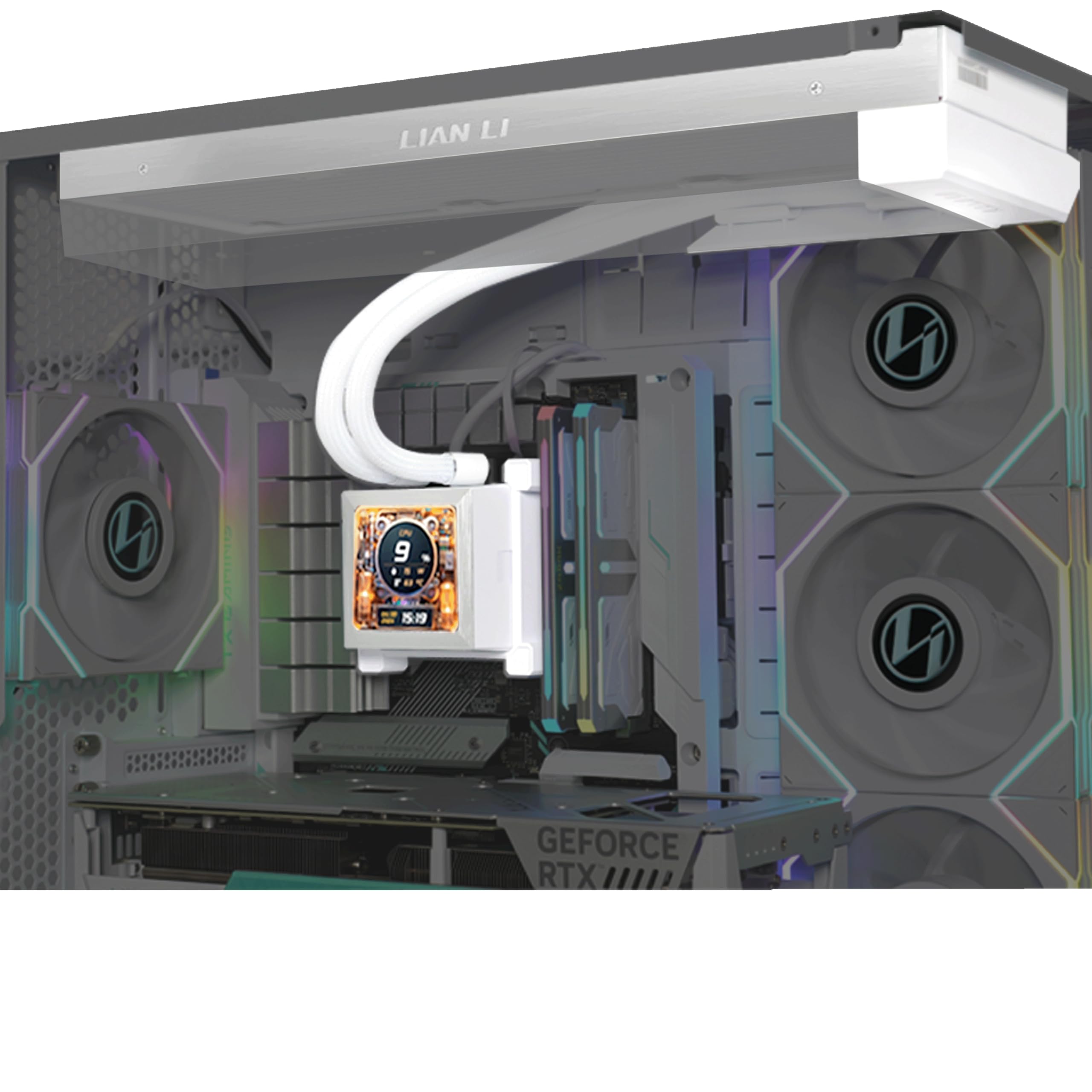 Lian Li Hydroshift LCD 360 Liquid Cooler - Flexible Side-Mounted Coolant Pathway, 2.88” LCD Screen - 480 x 480 Res. - Captured Screenshots or Recorded Videos - Fits Most PC Fans - Black (HSLCD36NB)