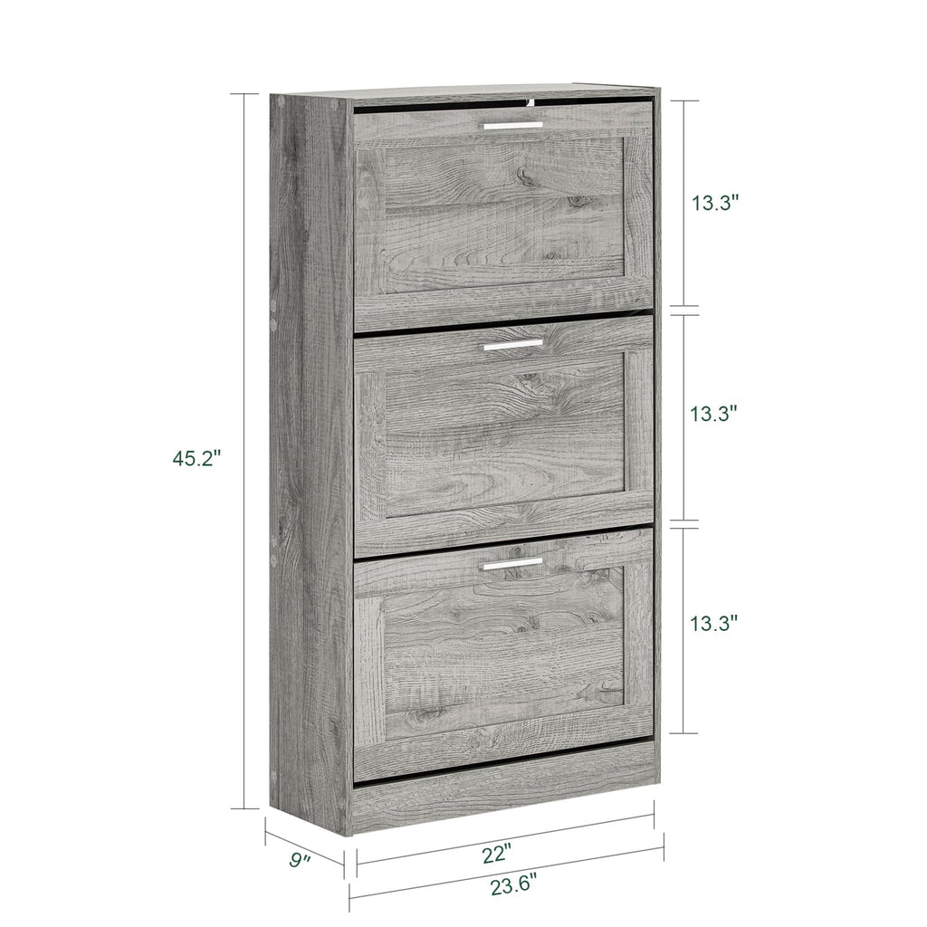 Haotian Shoe Cabinet Storage for Entryway, Narrow Shoe Cabinet with Two Flip Drawers to Save Space, Shoe Rack Cabinet for Front Door Entrance Hallway (Black)