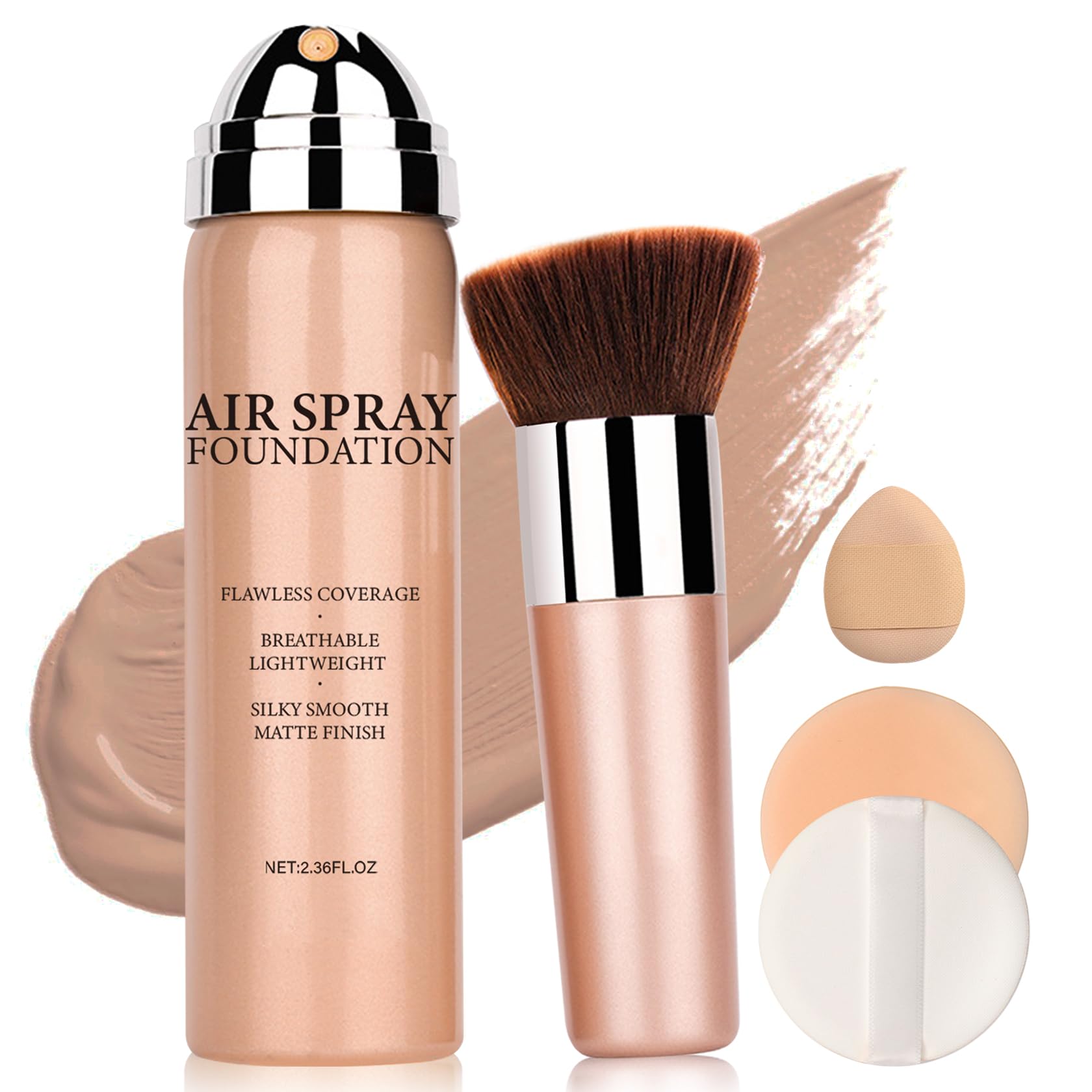 Air Brush Makeup Foundation and Makeup Primer for Face,Hydrates and Moisturizes,Buildable Coverage with Anti-aging Formula for Smooth Radiant Skin (01 Natural/Warm Porcelain)