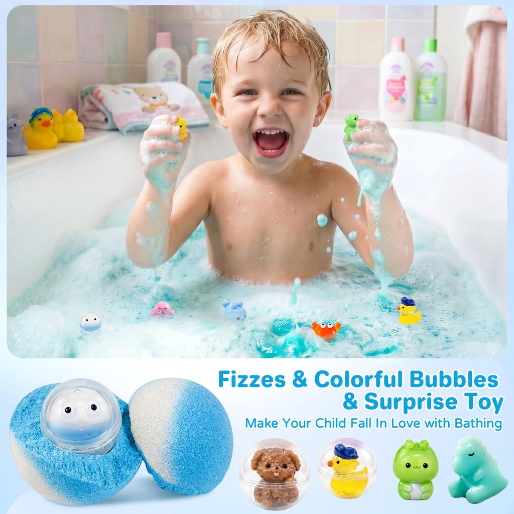 Bath Bombs for Kids with Surprise Inside, 24 Pack Kids Bath Bombs with Toys Inside Gift Set, Kid Bubble Bath Fizzy for Girls Boys with Bath Toys (Classic Edition)