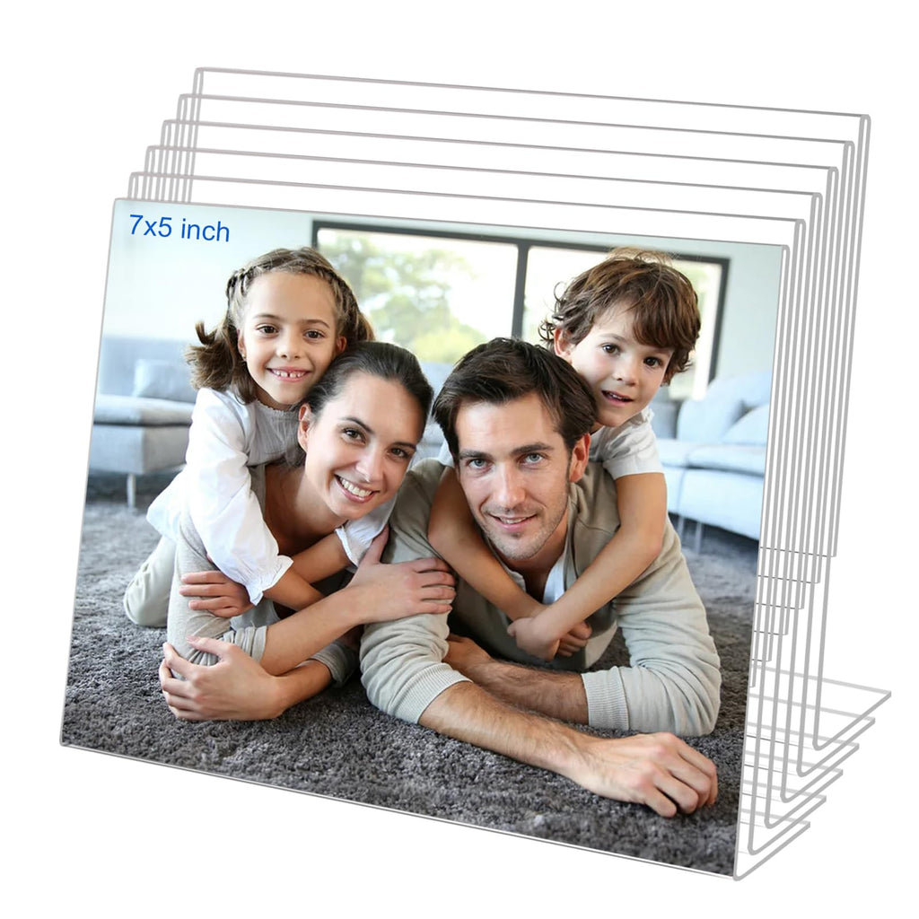 4x4 Acrylic Picture Frames, Set Of 6 Clear Acrylic Frameless Gift for Desktop Display, Standing Picture or Display Sign Holder with Inserts for Home Office