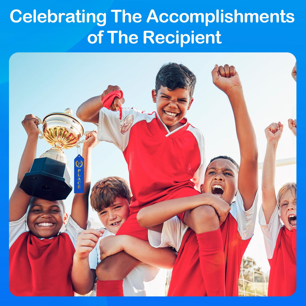 36PCS Award Ribbons, Medal Ribbons for 1st, 2nd, 3rd Place, Event Card & Rope Included, Perfect for Competitions, Sports Events, School Challenges, Vibrant Blue, Red, and White