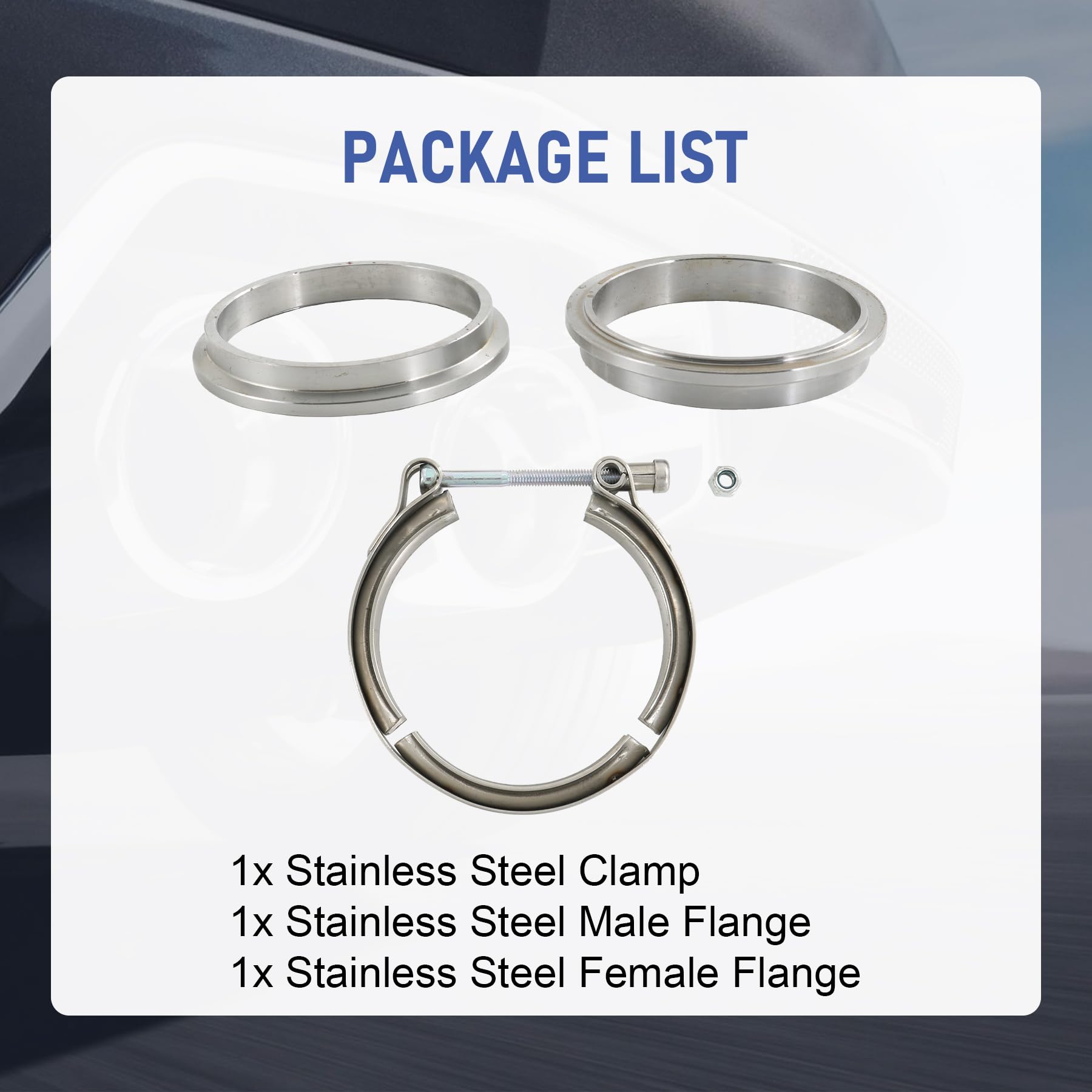 2.25" V-Band Flange Clamp Kit With Ridge Stainless Steel Replacement For Exhaust Downpipe 2.25 Inch